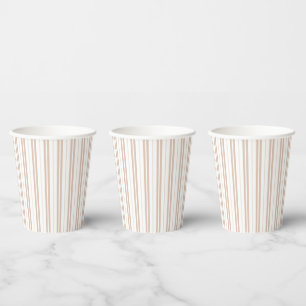 Vasos De Papel Elegante patrón de rayas marrón chocolate para bab