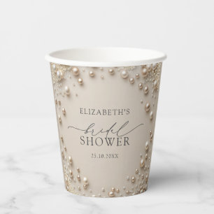 Vasos De Papel Elegante Pearl Bridal Shower