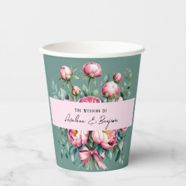 Vasos De Papel Elegante Peony Bouquet en Boda acuarela