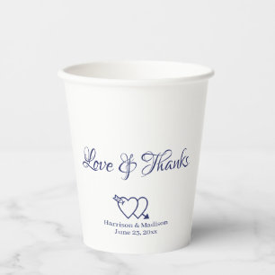 Vasos De Papel Elegante personalizado blanco de la armada boda de