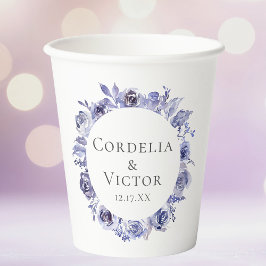 Vasos De Papel Elegante Personalizado Boda de flores moradas