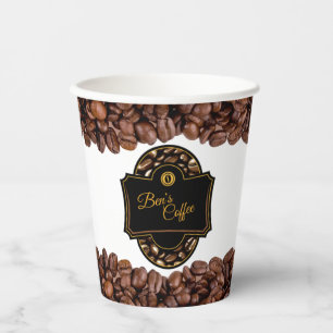 Vasos De Papel Elegante Personalizado de Cafetería Nombre comerci