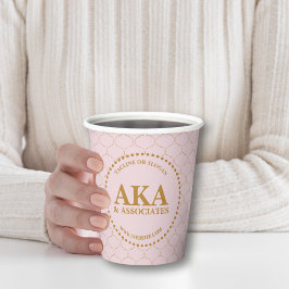 Vasos De Papel Elegante Personalizado de Monograma Gold Trellis