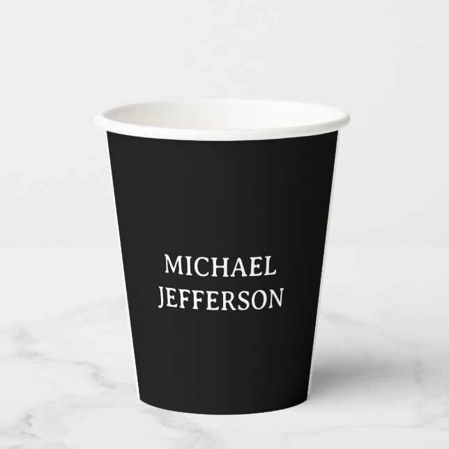 Vasos De Papel Elegante Personalizado personalizado blanco negro (Anverso)
