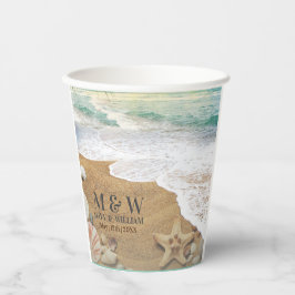 Vasos De Papel Elegante Playa De Sunshine Y Océano Azul