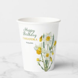Vasos De Papel Elegante Primavera Amarillo Daffodil Cumpleaños Fl