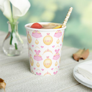 Vasos De Papel Elegante Princesa Tiara de color rosa y oro