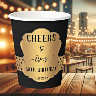 Vasos De Papel Elegante Retro Gold Black Festimes Cups de papel