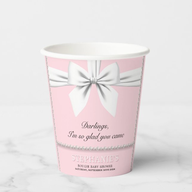 Vasos De Papel Elegante rosa Fancy Tiffany Baby Shower Tableware (Anverso)