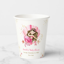 Vasos De Papel Elegante rosa Mermaid Ocean Starfish Baby Shower