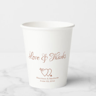 Vasos De Papel Elegante rosa personalizado de guion de oro boda d