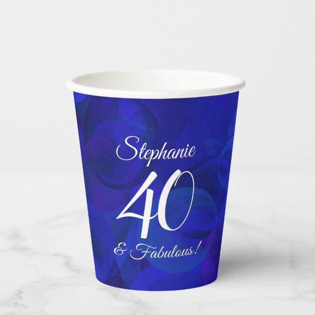 Vasos De Papel Elegante Royal Blue 40 y fabulosa fiesta de cumple (Anverso)