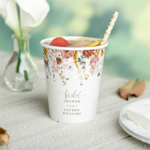 Vasos De Papel Elegante Rubor Pink Garden Flores Bridal Shower