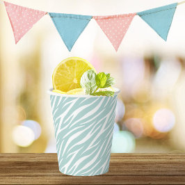 Vasos De Papel Elegante Sage Green & White Pastel Trendy Zebra