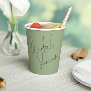 Vasos De Papel Elegante Script Nombre Fecha Bridal Ducha Margen V