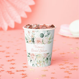 Vasos De Papel Elegante Té de Novia Floral Rosa Personalizado