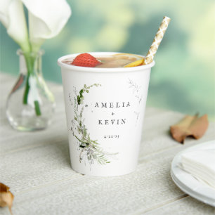 Vasos De Papel Elegante Tierra Verde Nombres Personalizados Fecha