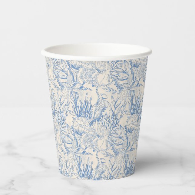 Vasos De Papel Elegante toile azul oceánico (Anverso)