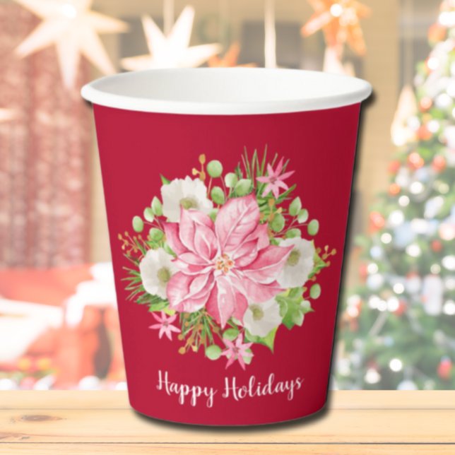 Vasos De Papel Elegante vegetación de Poinsettia de vacaciones (Subido por el creador)