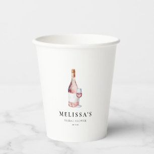 Vasos De Papel Elegante Vino Rosa Antes De Var Ducha Bridal