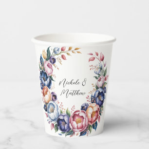 Vasos De Papel Elegante Vocación Floral Para Boda
