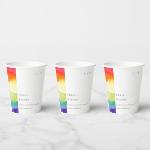 Vasos De Papel Elegante y minimalista Boda del arcoiris del orgul