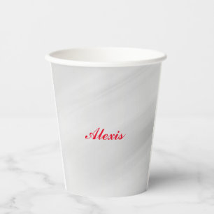 Vasos De Papel Elegante y moderno Nombre Gris Rojo