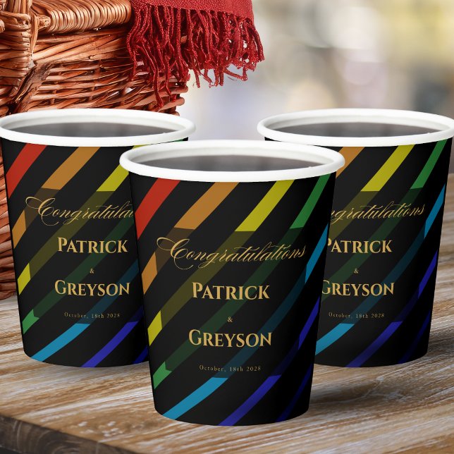 Vasos de Papel Elegantes Arcoíris para Bodas de Ho (Subido por el creador)