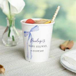 Vasos de papel elegantes con lazo azul para baby s