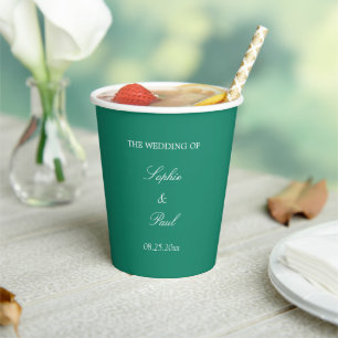 Vasos De Papel Elegantes copas de papel de Boda verde esmeralda