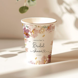 Vasos De Papel Elegantes flores silvestres rubor rosa ducha de no
