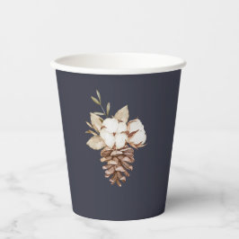 Vasos De Papel Elegantes Navidades Rústicos de Algodón y Pinecone