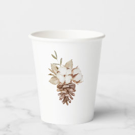 Vasos De Papel Elegantes Navidades Rústicos de Algodón y Pinecone