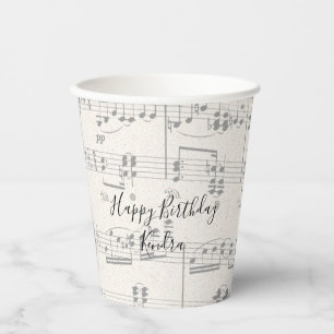 Vasos De Papel Elegantes notas de música con guión