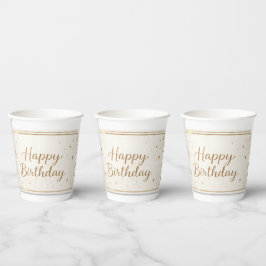 Vasos de Papel Elegantes para Cumpleaños Feliz – F