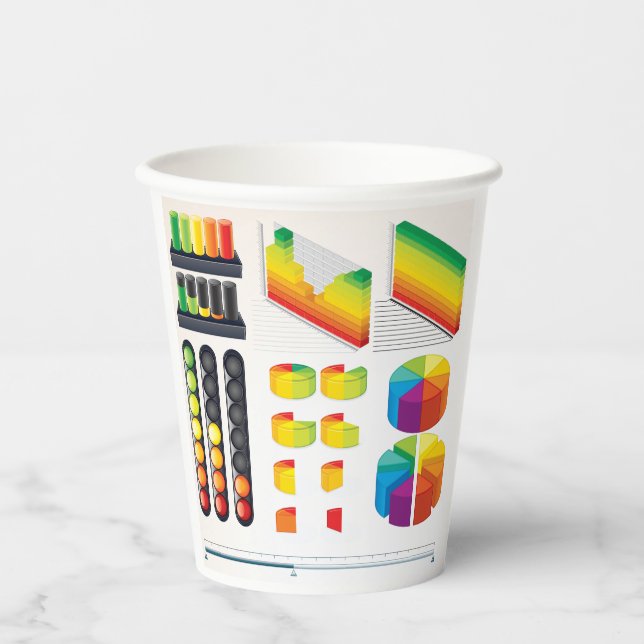Vasos De Papel Elementos de infografía y visualización de datos (Anverso)