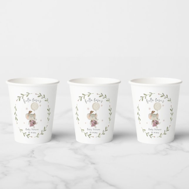 Vasos De Papel Elephant Boho Baby Shower Chica Cutest (Multi)