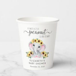Vasos De Papel Elephant Sunflowers Baby Girl Shower