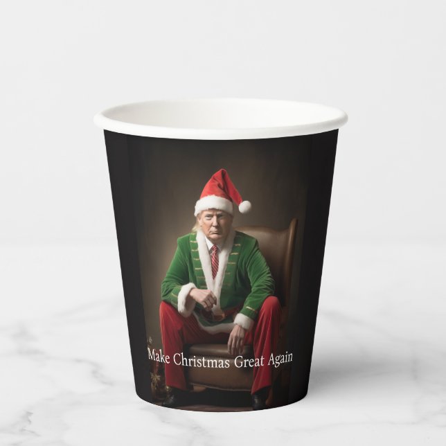 Vasos De Papel Elf Donald Trump, navidad (Anverso)