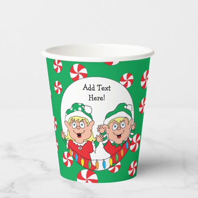 Vasos de Papel "Elfos Felices" 240 ml. (Anverso)