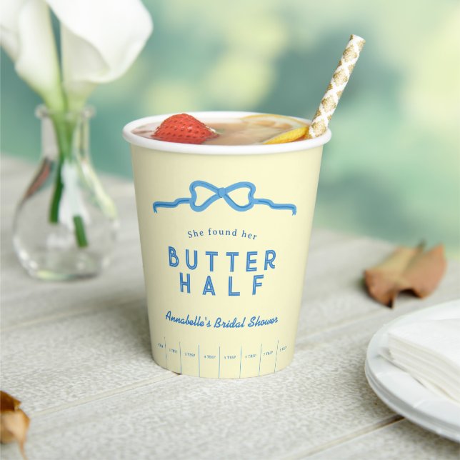 Vasos De Papel Ella encontró su Desayuno de Boda Butter Half Blue (in situ)