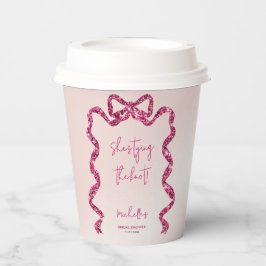 Vasos De Papel Ella está atando el nudo arco rosa brillo despedid