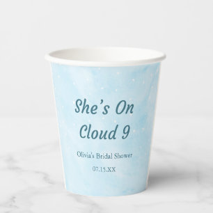 Vasos De Papel Ella está en el noveno cielo Ducha de novia azul c