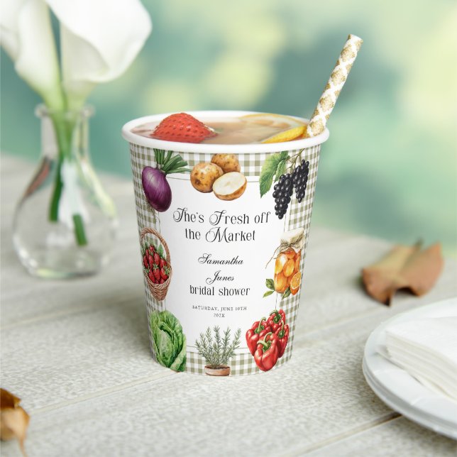 Vasos De Papel Ella está recién salida del mercado Gingham Desayu (in situ)