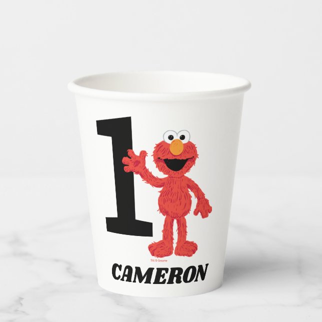 Vasos De Papel Elmo simple 1er cumpleaños (Anverso)