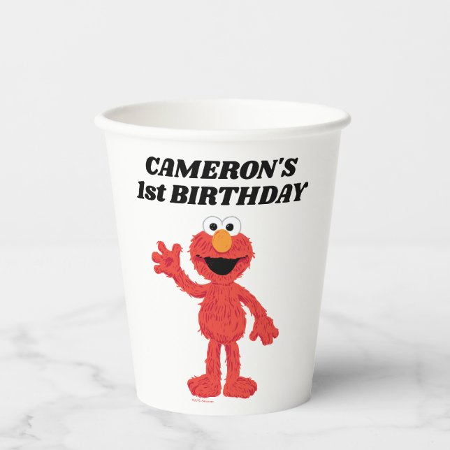 Vasos De Papel Elmo simple 1er cumpleaños (Anverso)