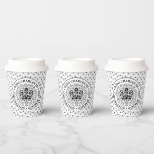 Vasos De Papel Emblema de coronación del rey Carlos III