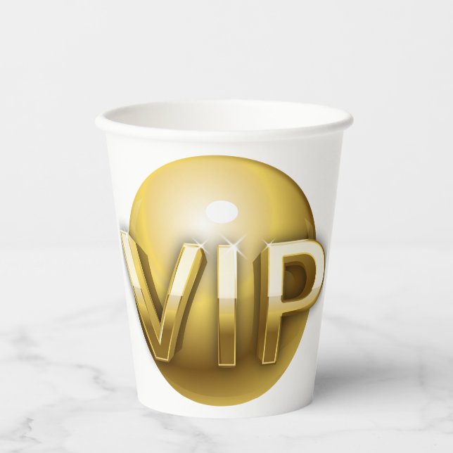 Vasos De Papel Emblema VIP de oro de lujo 3D (Anverso)