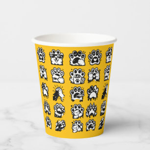 Vasos De Papel Emociones de Pata Kawaii en Blanco y Negro en Cuad