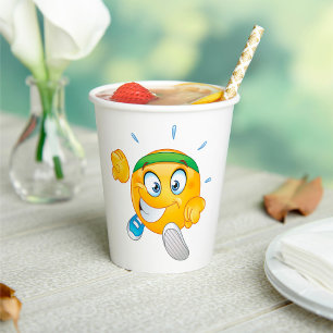 Vasos De Papel Emoji de dibujos animados corriendo feliz